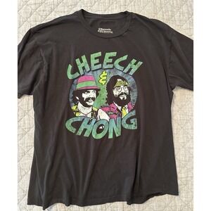 Cheech & Chong Black Graphic T-Shirt Mens 2XL Stoner Comedy Movie Tee Cotton Fun